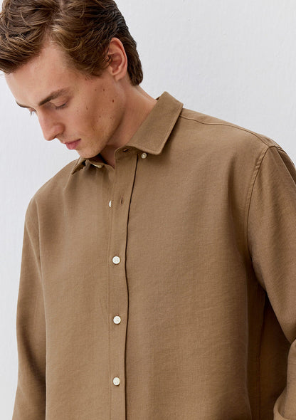 Brown Tencel TM Lyocell Mix Shirt