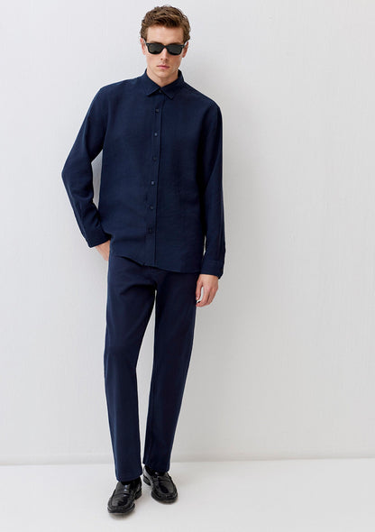 Navy Tencel TM Lyocell Mix Shirt