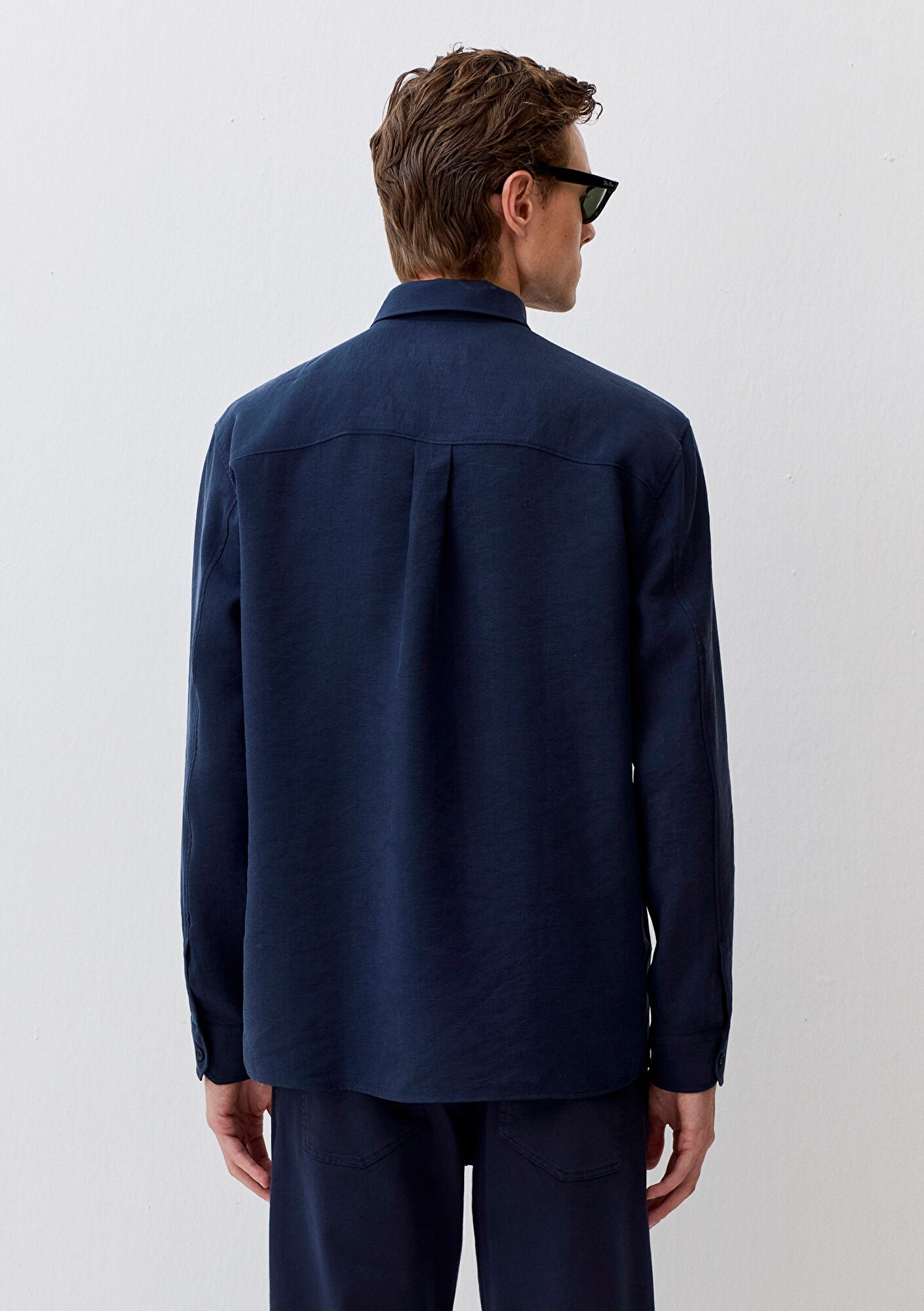 Navy Tencel TM Lyocell Mix Shirt