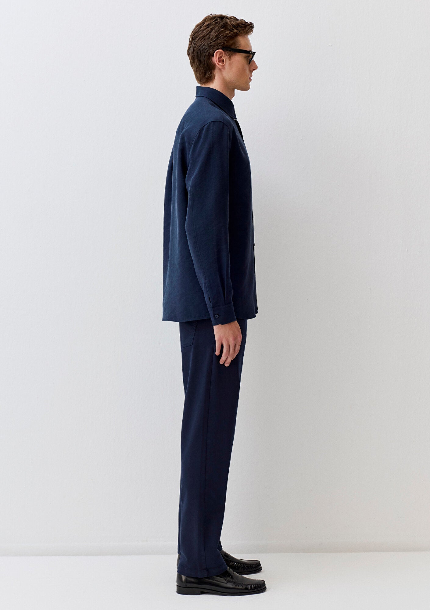 Navy Tencel TM Lyocell Mix Shirt