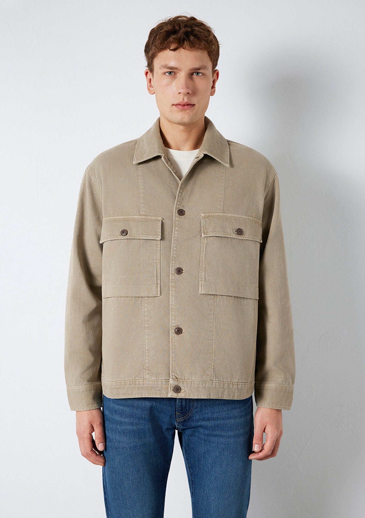 Pocket Detailed Beige Shirt