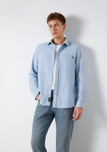 Striped Blue Shirt with Pockets