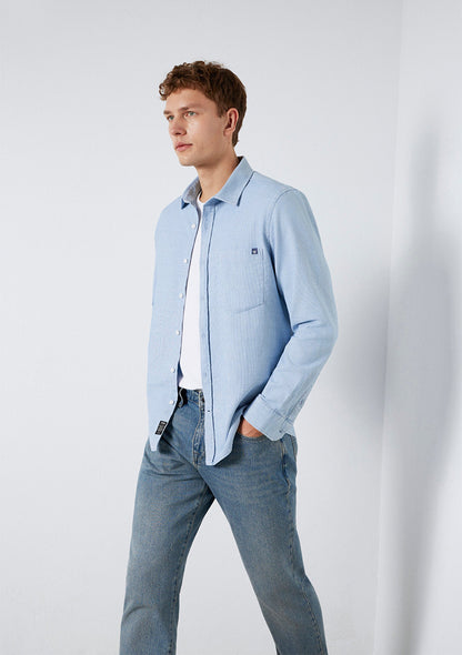 Striped Blue Shirt with Pockets