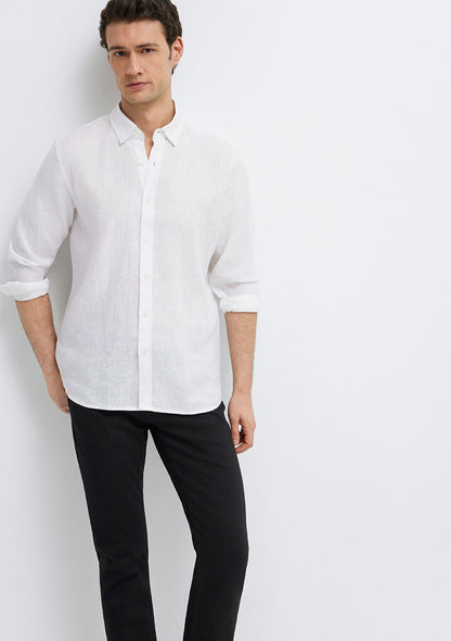 Linen Mix White Shirt