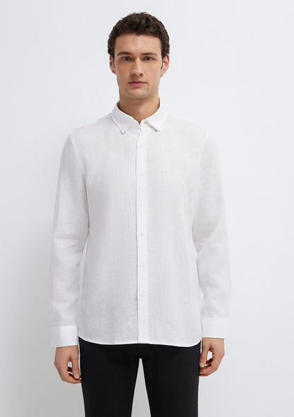 Linen Mix White Shirt