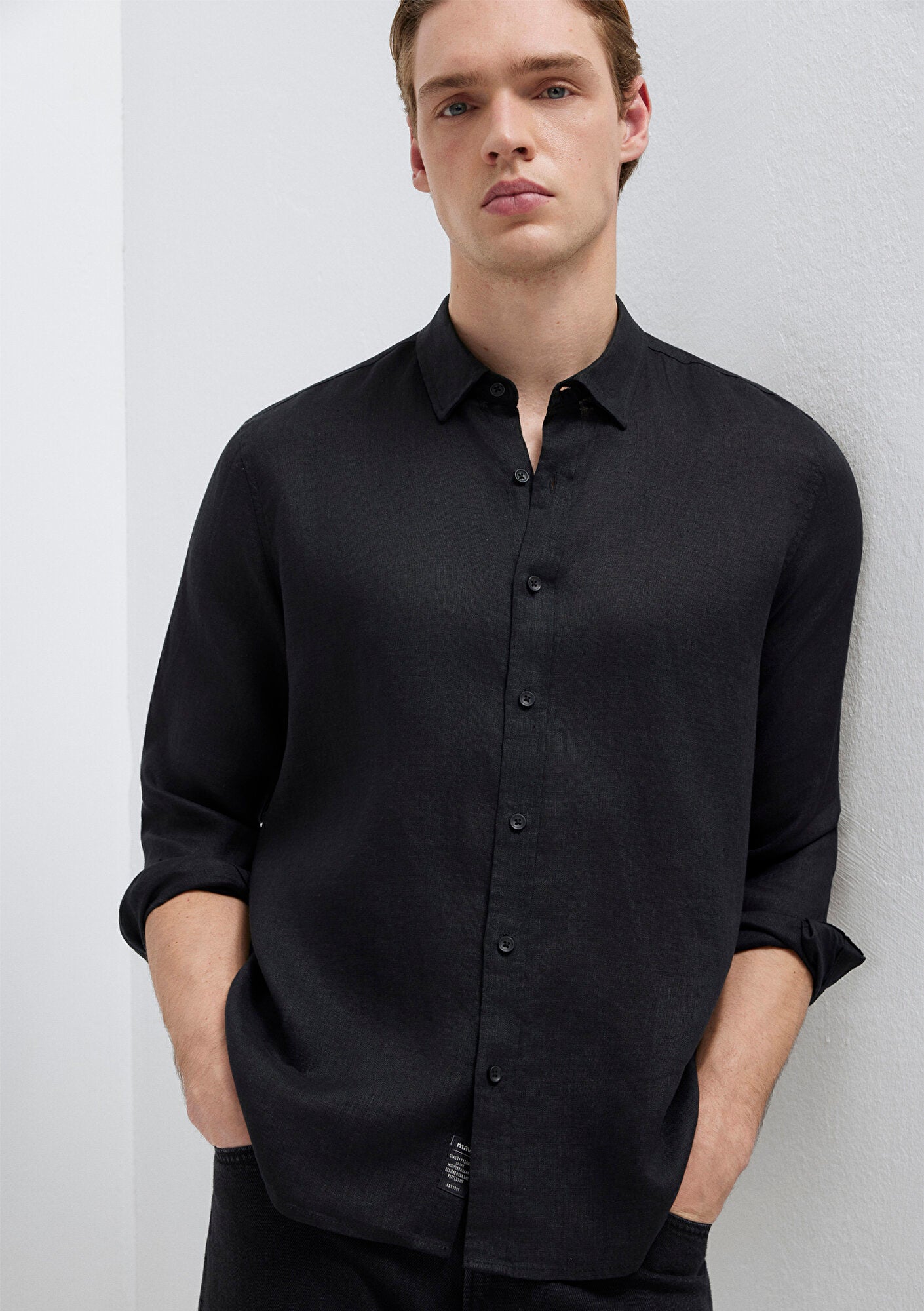 Linen Mix Black Shirt