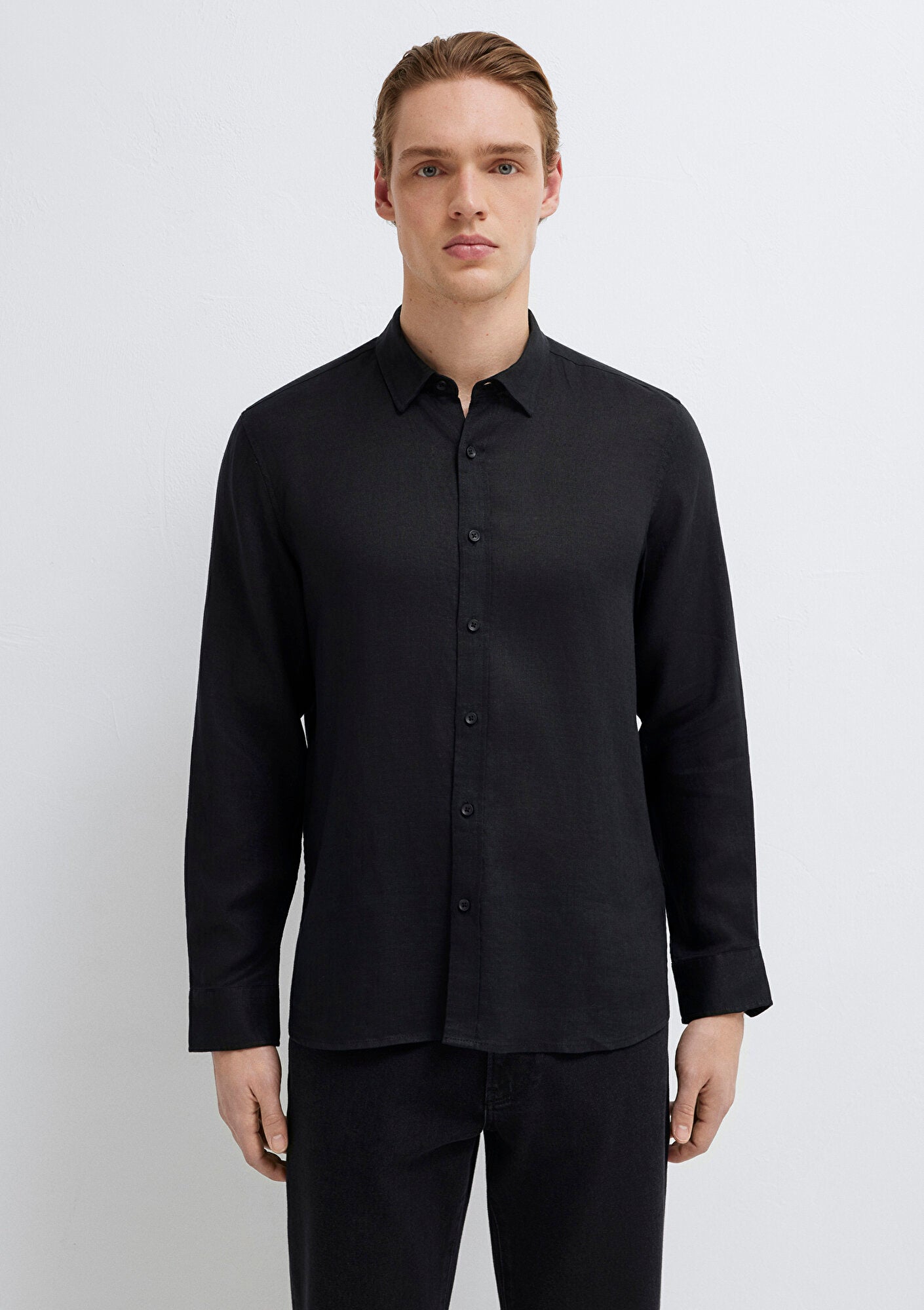 Linen Mix Black Shirt