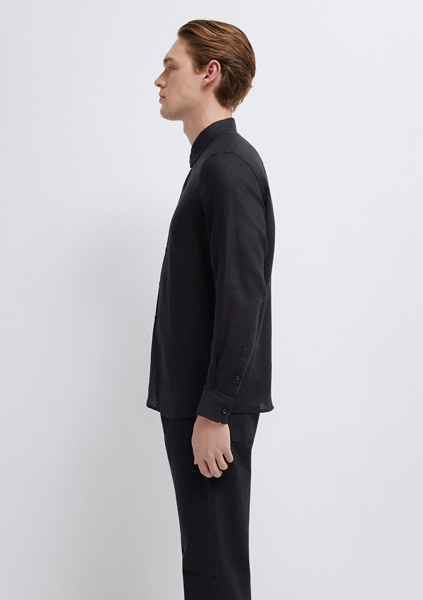 Linen Mix Black Shirt