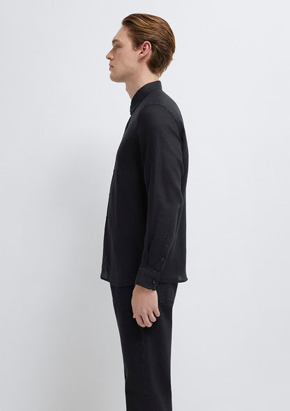 Linen Mix Black Shirt