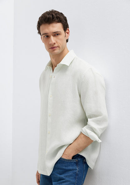 Linen Mix Green Shirt