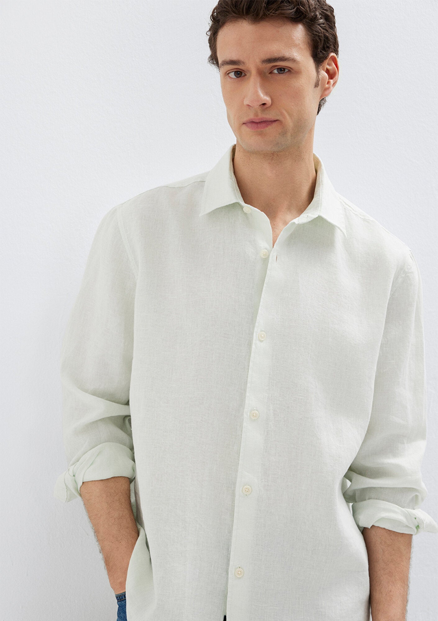 Linen Mix Green Shirt