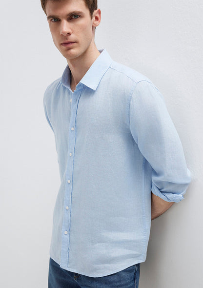 Linen Mix Blue Shirt