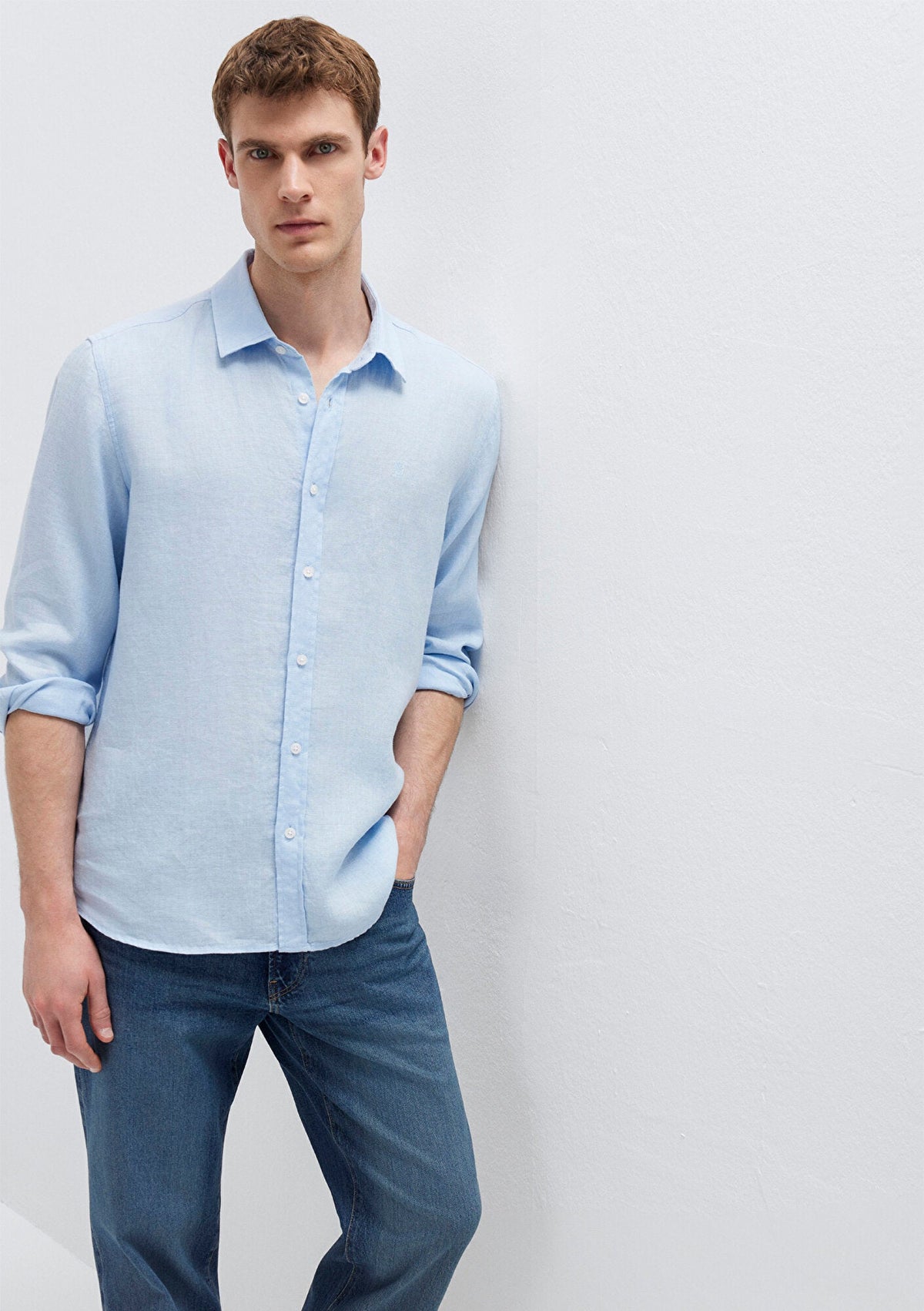 Linen Mix Blue Shirt
