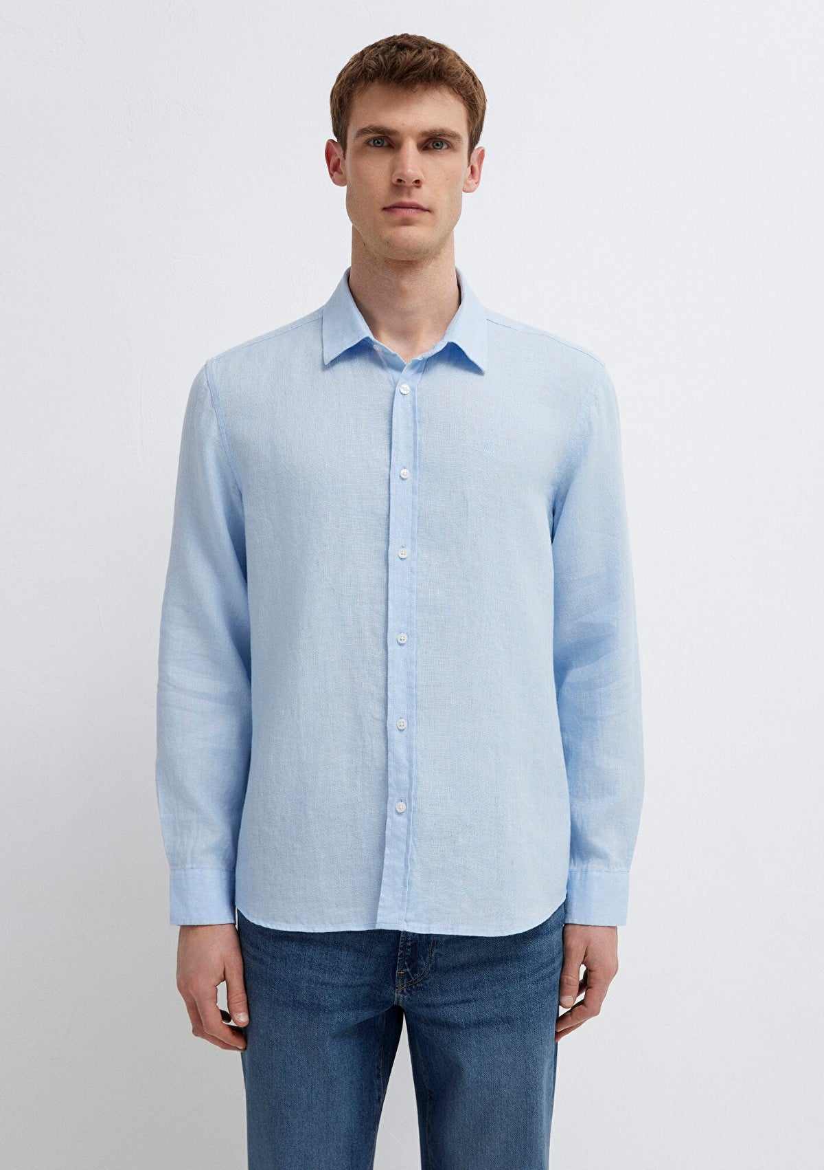 Linen Mix Blue Shirt