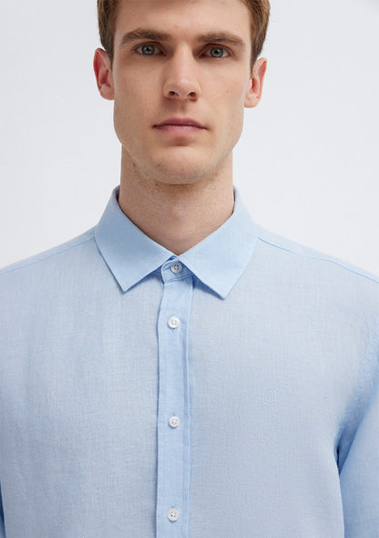 Linen Mix Blue Shirt