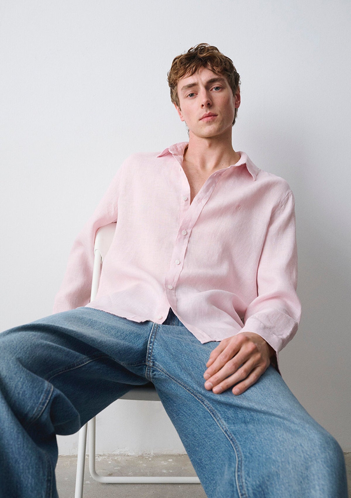 Linen Mix Pink Shirt