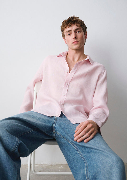 Linen Mix Pink Shirt