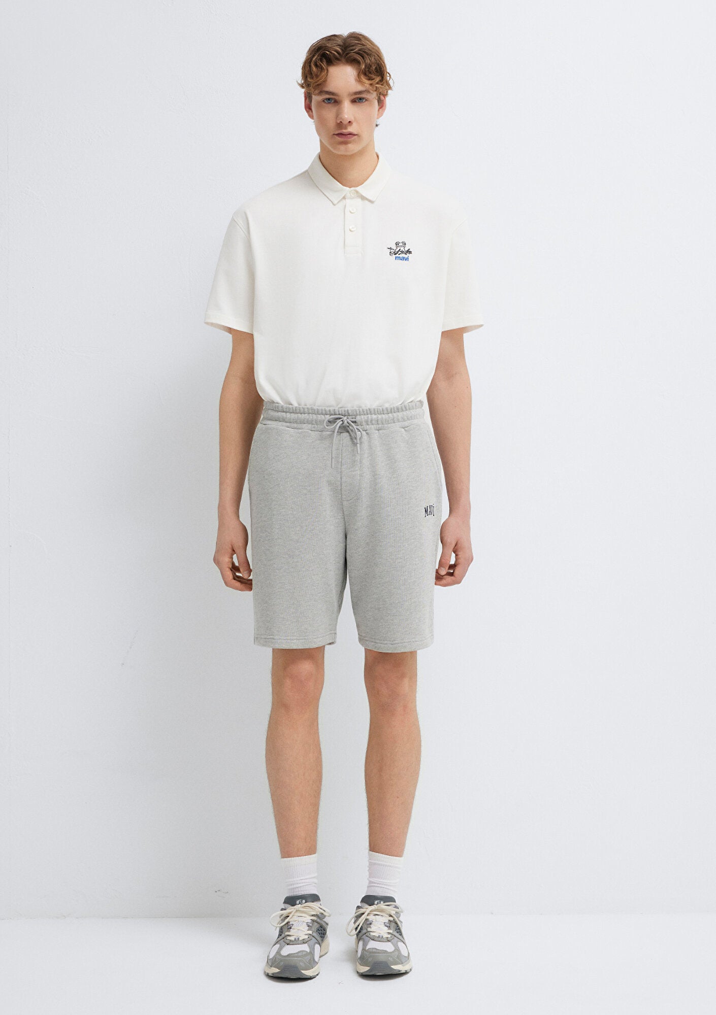 Mavi Logo Printed Grey Shorts