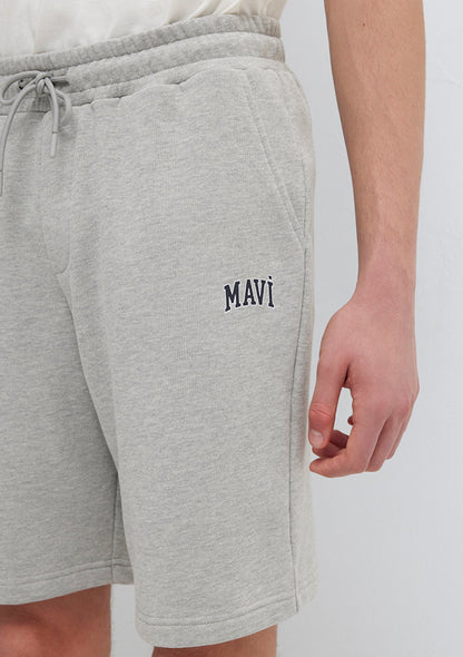 Mavi Logo Printed Grey Shorts