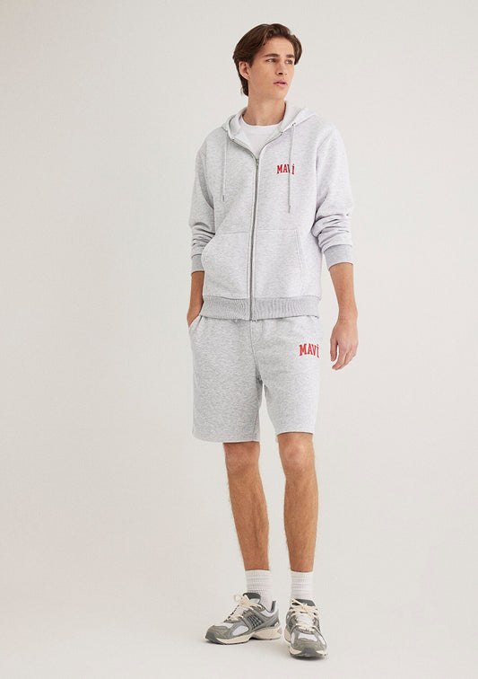 Mavi Logo Printed Grey Shorts