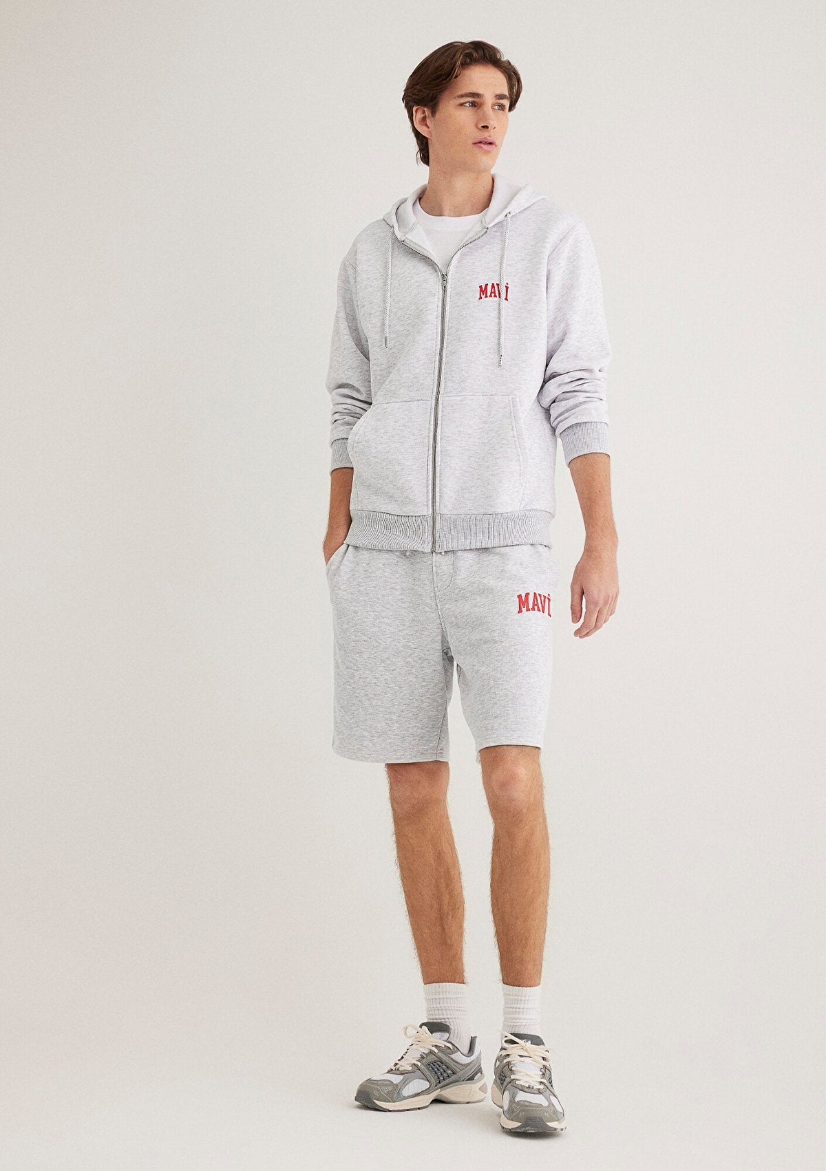 Mavi Logo Printed Grey Shorts