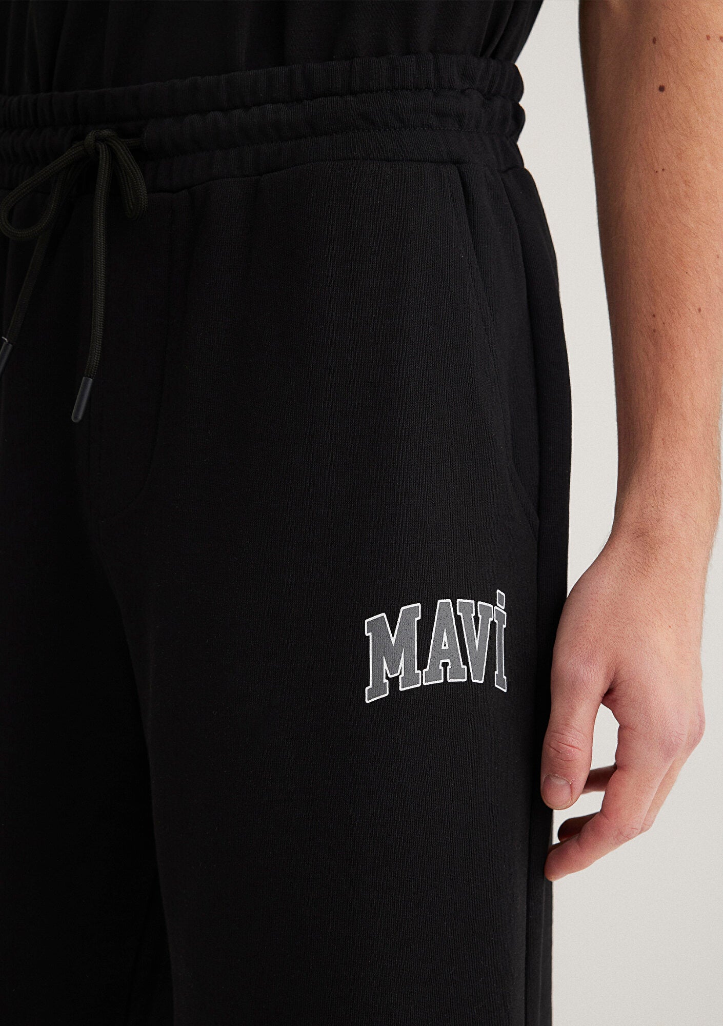 Mavi Logo Printed Black Shorts