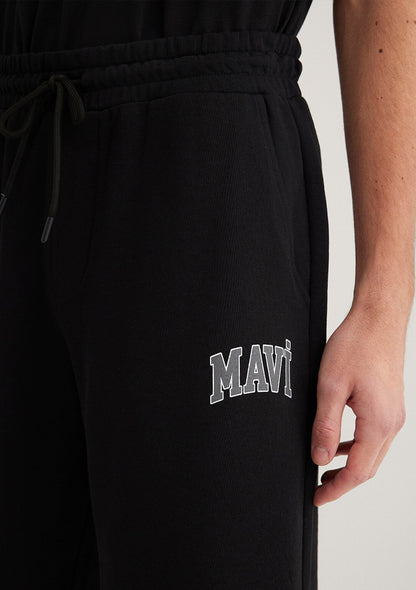 Mavi Logo Printed Black Shorts