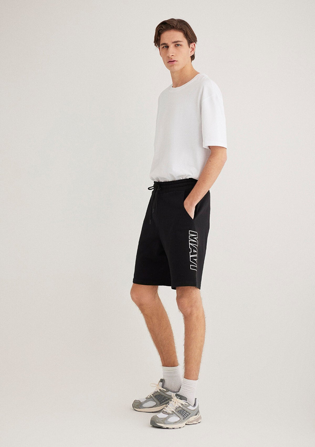 Mavi Printed Black Shorts