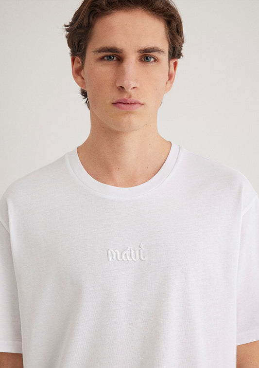 Mavi Embroidered White T-Shirt