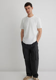 Textured White Basic T-Shirt