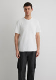 Textured White Basic T-Shirt