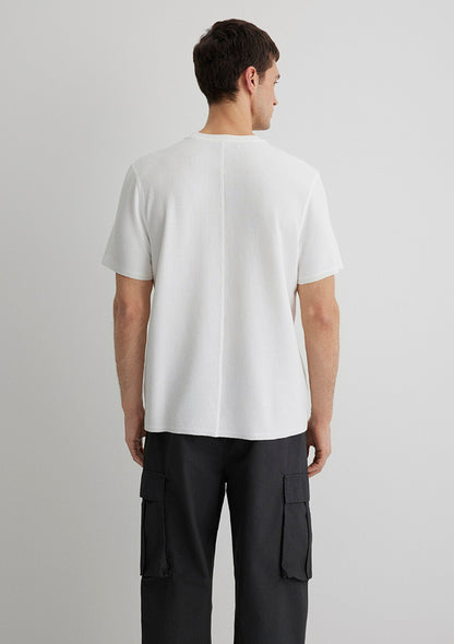 Textured White Basic T-Shirt