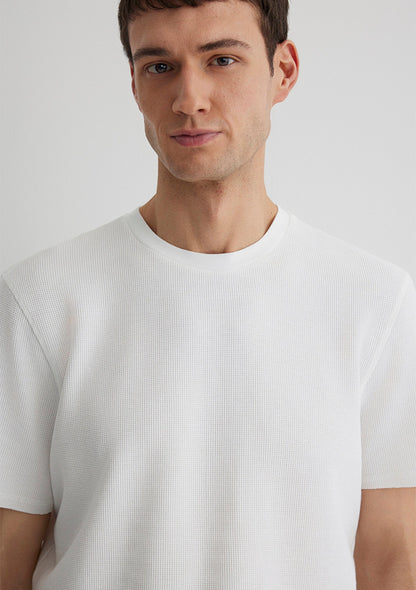 Textured White Basic T-Shirt