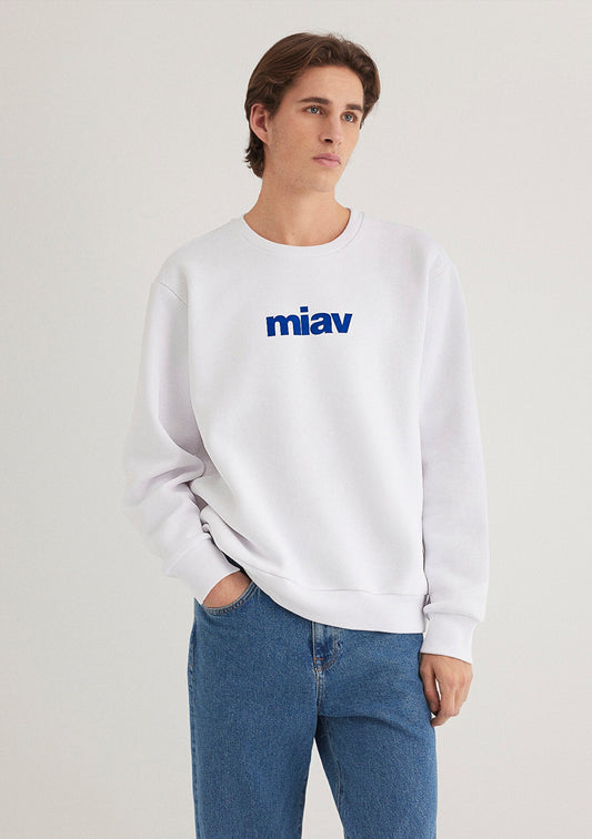 Miav Printed White Sweatshirt