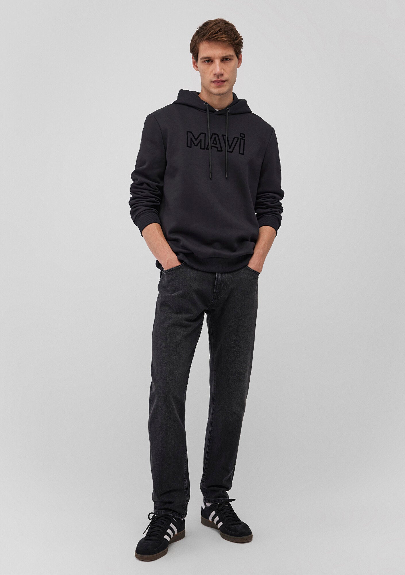 Mavi Logo Printed Hooded Black Sweatshirt