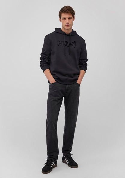 Mavi Logo Printed Hooded Black Sweatshirt