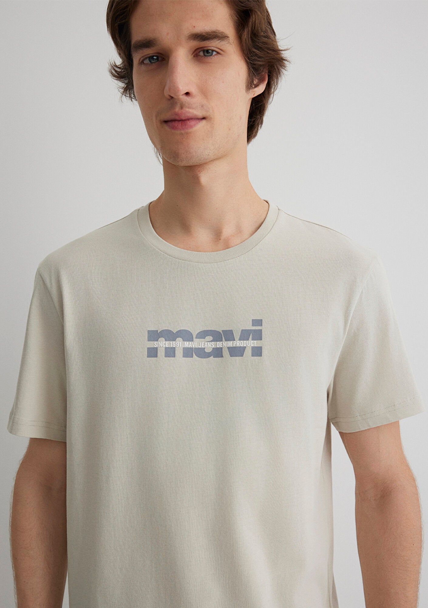 Mavi Logo Printed Grey Tee