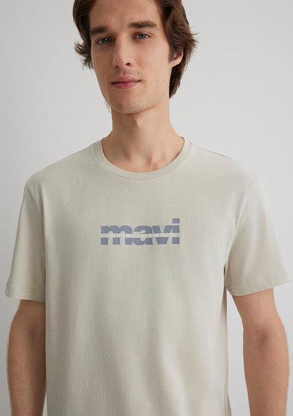 Mavi Logo Printed Grey Tee