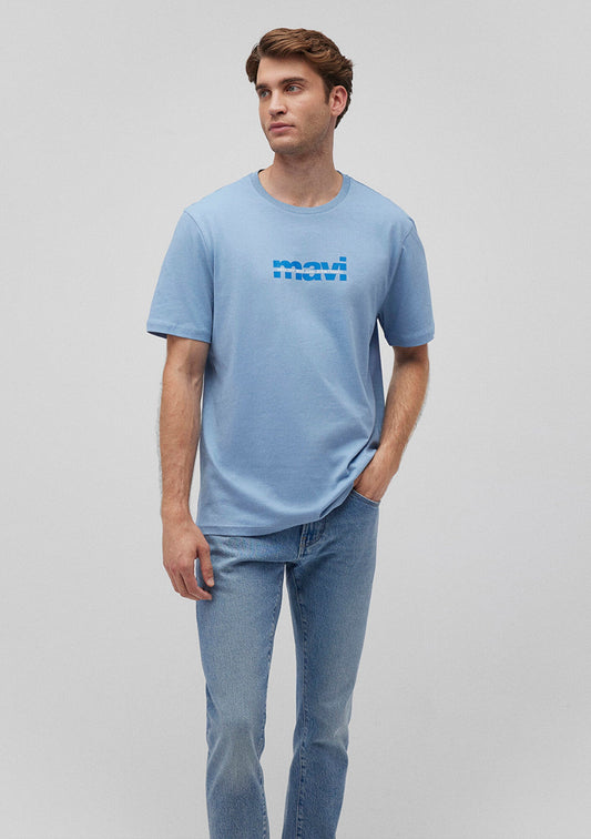 Mavi Logo Printed Blue Tee