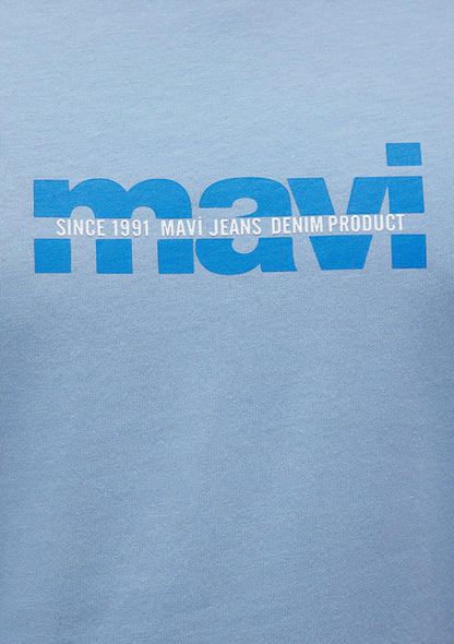 Mavi Logo Printed Blue Tee