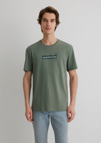Mavi Logo Printed Khaki T-Shirt