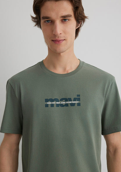 Mavi Logo Printed Khaki T-Shirt