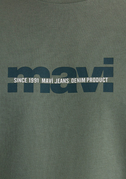 Mavi Logo Printed Khaki T-Shirt