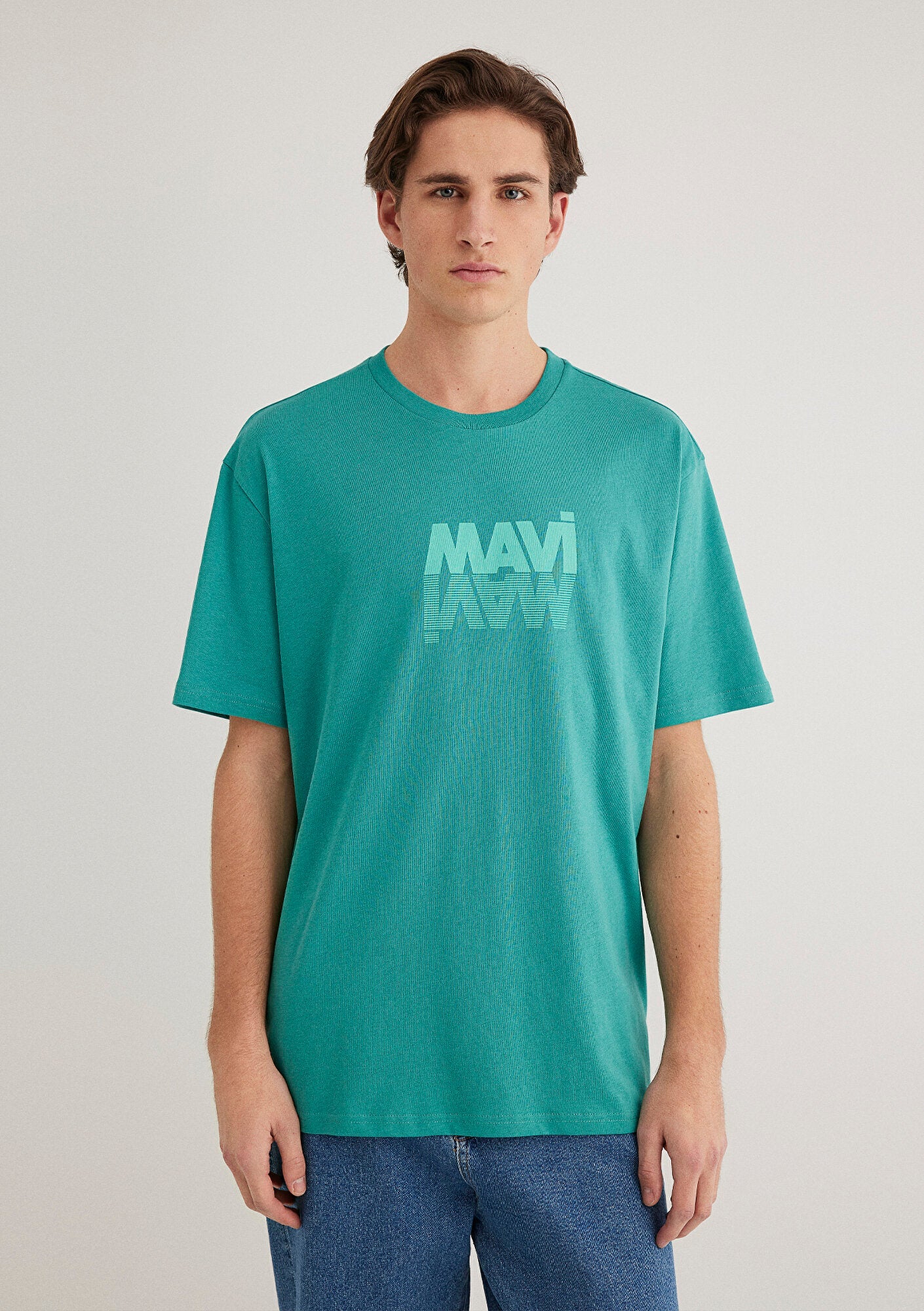 Mavi Logo Printed Green T-shirt