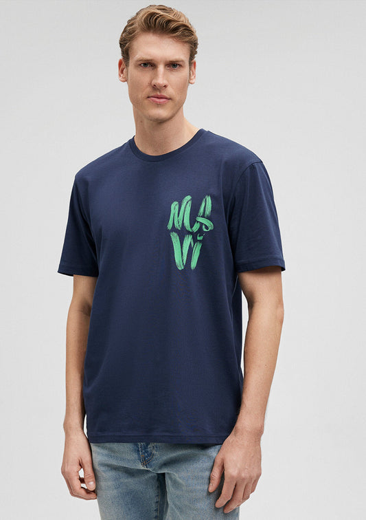Mavi Logo Printed Navy T-Shirt