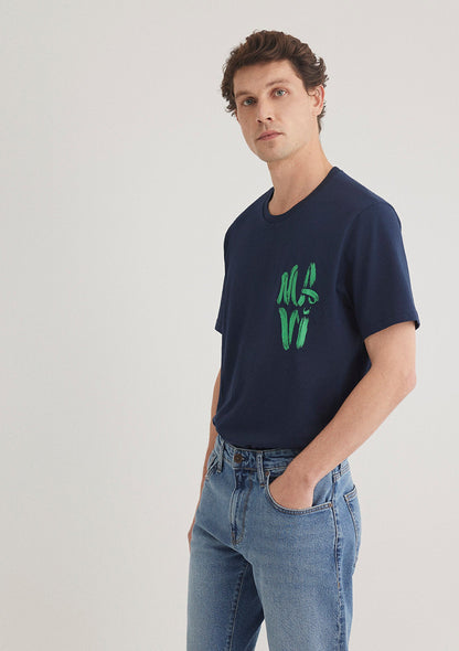 Mavi Logo Printed Navy T-Shirt