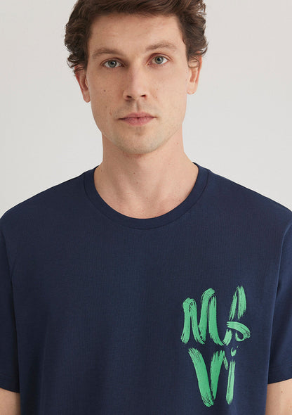 Mavi Logo Printed Navy T-Shirt
