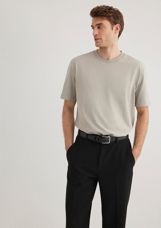 Crew Neck Basic Gray T-Shirt