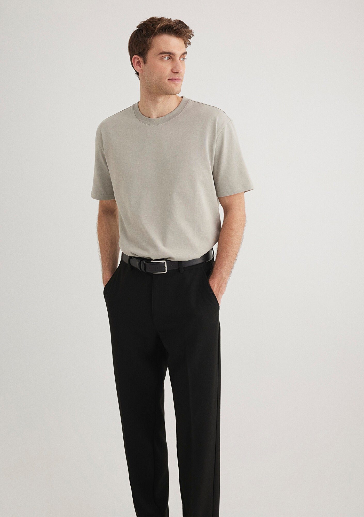 Crew Neck Basic Gray T-Shirt
