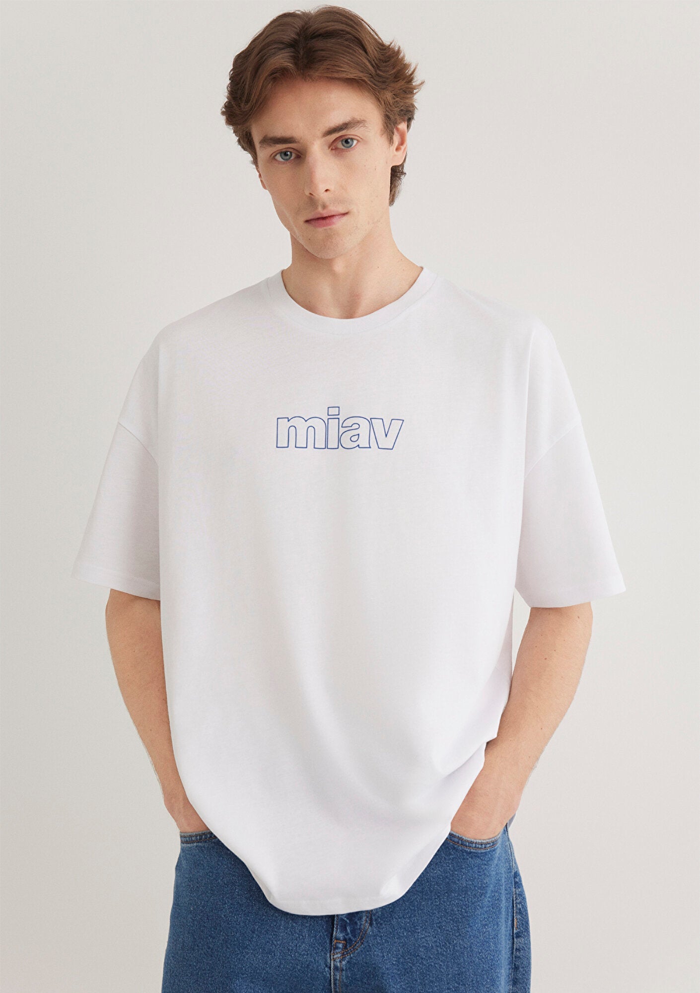 Miav Printed White Oversize T-Shirt